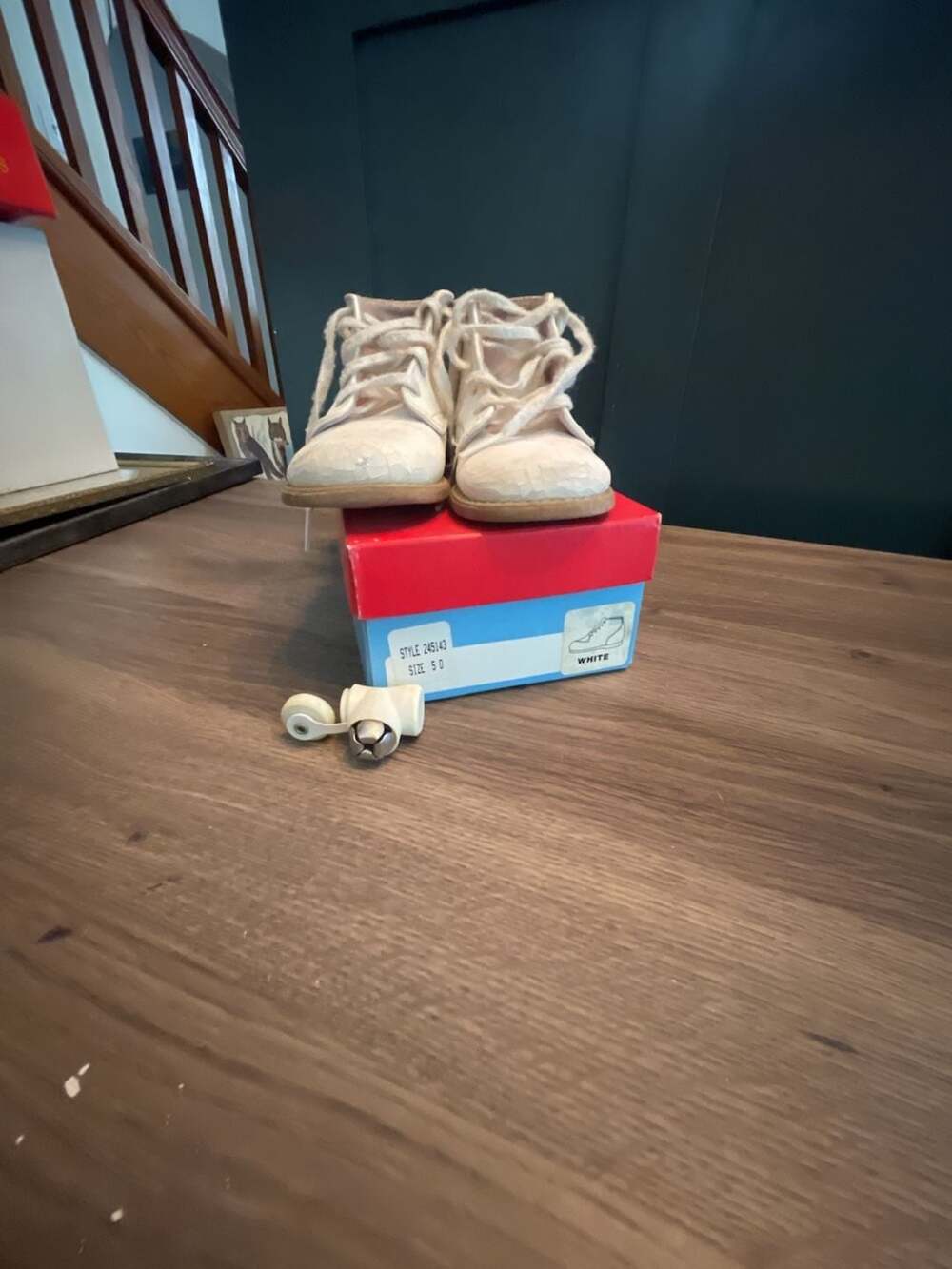Vintage Edwards White Leather Toddler Lace-Up Boots Style 245143